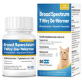 7-Way Broad-Spectrum De-Wormer Chewables for Dogs, Cats & Kittens 2–16 lbs, Pyrantel Pamoate & Praziquantel, Controls Tapeworms, Roundworms & Hookworms, 50 Count