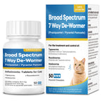 7-Way Broad-Spectrum De-Wormer Chewables for Dogs, Cats & Kittens 2–16 lbs, Pyrantel Pamoate & Praziquantel, Controls Tapeworms, Roundworms & Hookworms, 50 Count