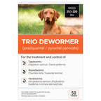 Trio Broad-Spectrum Dewormer for Dogs 25.1–200 lbs, Praziquantel & Pyrantel Pamoate Tablets for Tapeworms, Roundworms and Hookworms, 50 Count