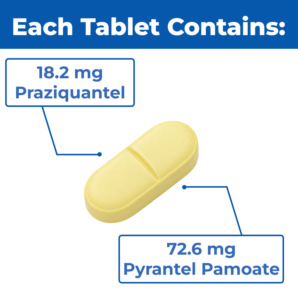 7-Way Broad-Spectrum De-Wormer Chewables for Dogs, Cats & Kittens 2–16 lbs, Pyrantel Pamoate & Praziquantel, Controls Tapeworms, Roundworms & Hookworms, 50 Count