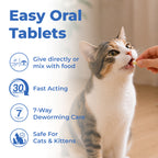7-Way Broad-Spectrum De-Wormer Chewables for Dogs, Cats & Kittens 2–16 lbs, Pyrantel Pamoate & Praziquantel, Controls Tapeworms, Roundworms & Hookworms, 50 Count