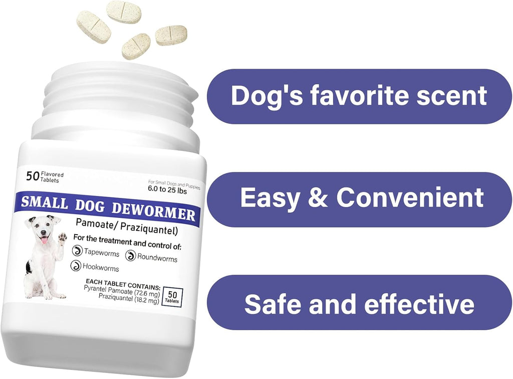 De-Wormer for Puppies and Small Dogs, Dewormer Chewables, (pyrantel pamoate/praziquantel) Controls Tapeworms, Roundworms & Hookworms, Easy to Administer Canine Worm Treatment