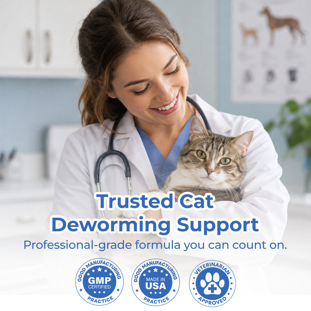 7-Way Broad-Spectrum De-Wormer Chewables for Dogs, Cats & Kittens 2–16 lbs, Pyrantel Pamoate & Praziquantel, Controls Tapeworms, Roundworms & Hookworms, 50 Count