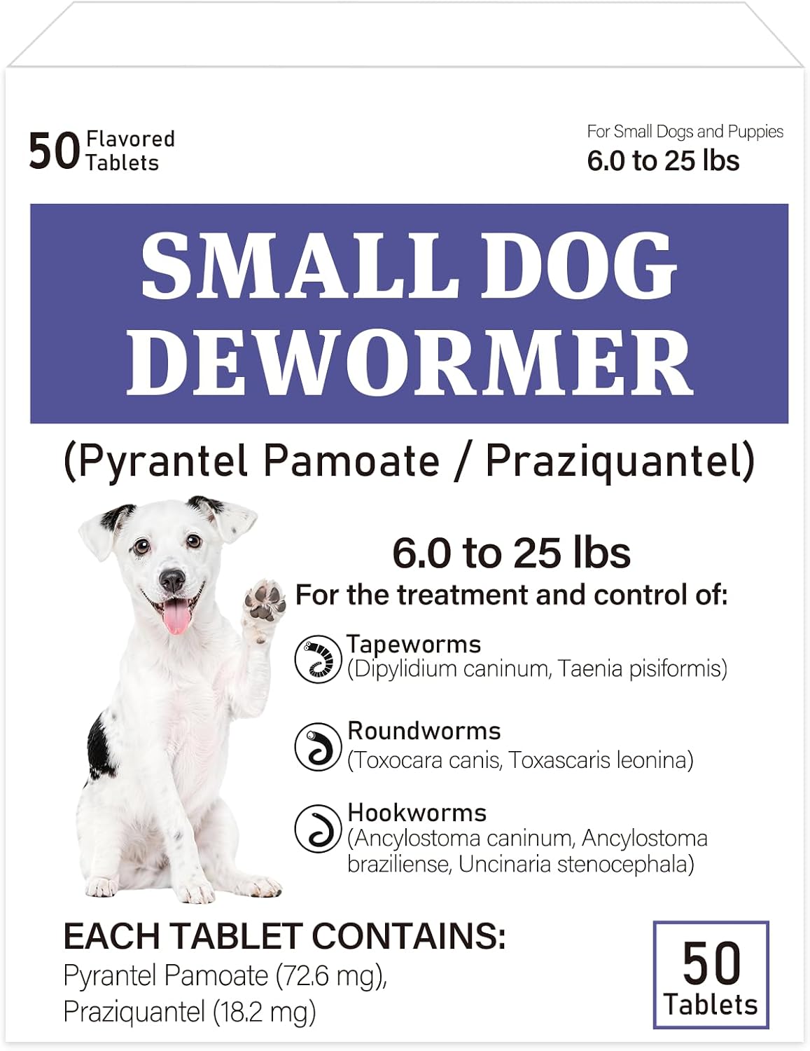 De-Wormer for Puppies and Small Dogs, Dewormer Chewables, (pyrantel pamoate/praziquantel) Controls Tapeworms, Roundworms & Hookworms, Easy to Administer Canine Worm Treatment
