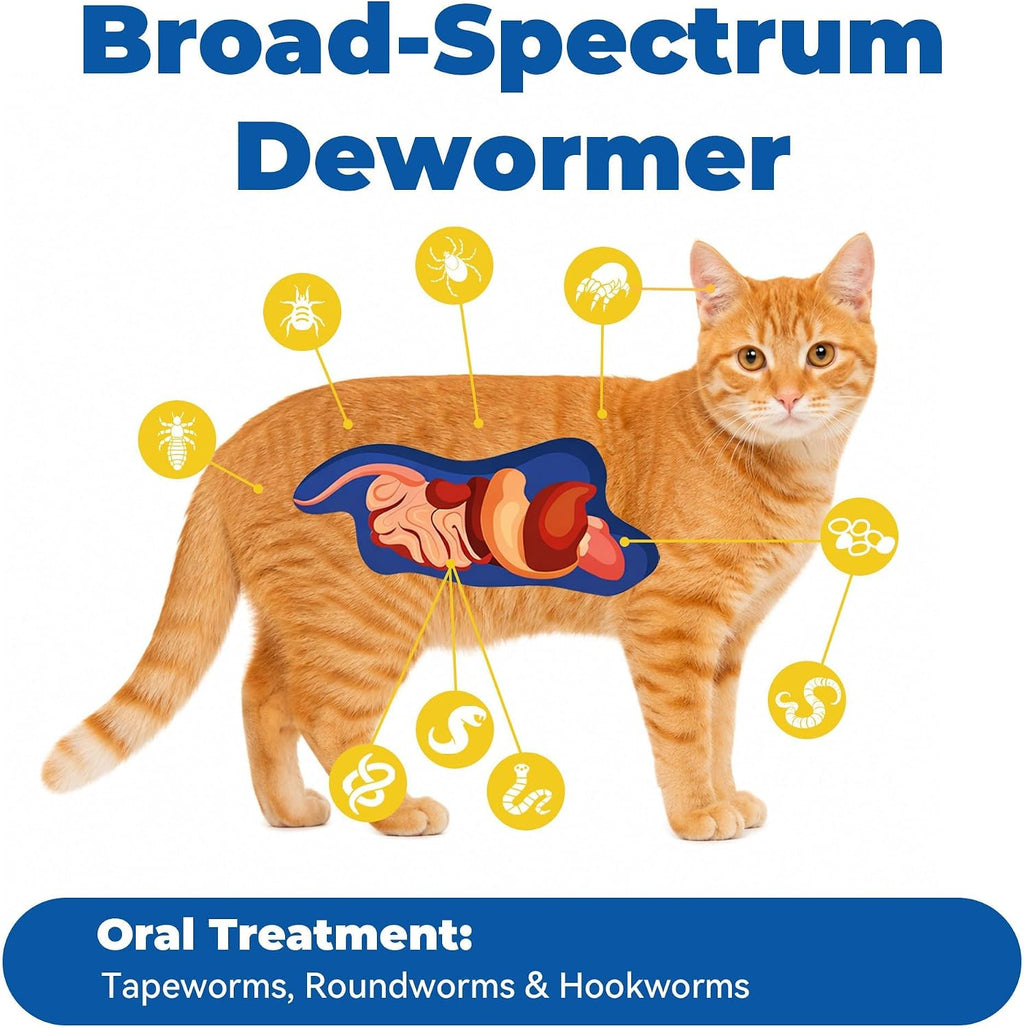 7 Way De-Wormer Chewable Tablets for Dogs & Cats, Pyrantel Pamoate and Praziquantel Formula, for Cats and Kittens 2-16 Ibs, 50 Count