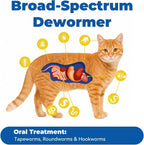 7 Way De-Wormer Chewable Tablets for Dogs & Cats, Pyrantel Pamoate and Praziquantel Formula, for Cats and Kittens 2-16 Ibs, 50 Count