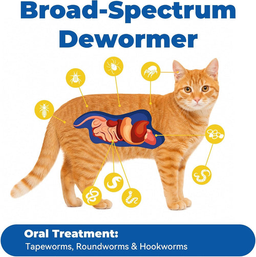 7 Way De-Wormer Chewable Tablets for Dogs & Cats, Pyrantel Pamoate and Praziquantel Formula, for Cats and Kittens 2-16 Ibs, 50 Count