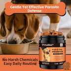 VivaElixir 100% Natural Flea & Tick Prevention for Dogs - 200 Tasty Soft Chews - Formulated with Brewer's Yeast, Garlic & Coconut Oil - Seaweed Flavor