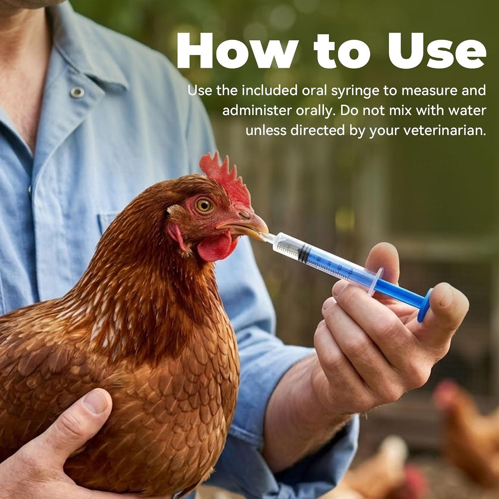 vermectin for Chickens, Poultry Dewormer 10 mg/mL Liquid for Worm, Mite & Lice Care Support, Oral Suspension with Dosing Syringe, for Backyard Chickens & Poultry Flocks, 1.01 oz