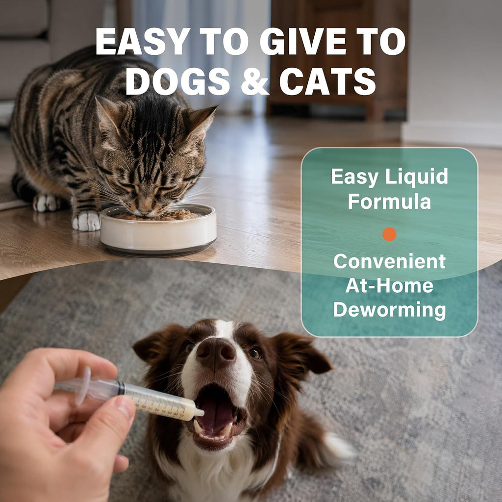 Dewormer for Dogs and Cats | Praziquantel 114 mg & Pyrantel Pamoate 114 mg | Broad Spectrum Dog Dewormer for Tapeworms, Roundworms & Hookworms | 3.38 fl oz (100 mL)