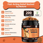 VivaElixir 100% Natural Flea & Tick Prevention for Dogs - 200 Tasty Soft Chews - Formulated with Brewer's Yeast, Garlic & Coconut Oil - Seaweed Flavor