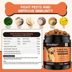 VivaElixir 100% Natural Flea & Tick Prevention for Dogs - 200 Tasty Soft Chews - Formulated with Brewer's Yeast, Garlic & Coconut Oil - Seaweed Flavor