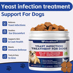 Yeast infection treatment for dogs–Dog ear infection treatment Dog itching skin relief | Caprylic Acid, Pau d’Arco & Goldenseal support Hot spot treatment for dogs Ear Discomfort |120 chewable tablets